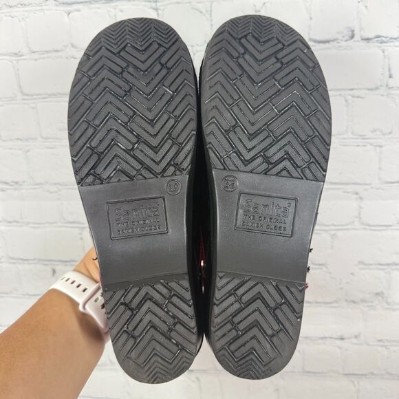 Sanita Clog Women Size 8.5-9 US 39 EU Black Red Zabra Slip On Comfort Nurse Shoe - Picture 10 of 13